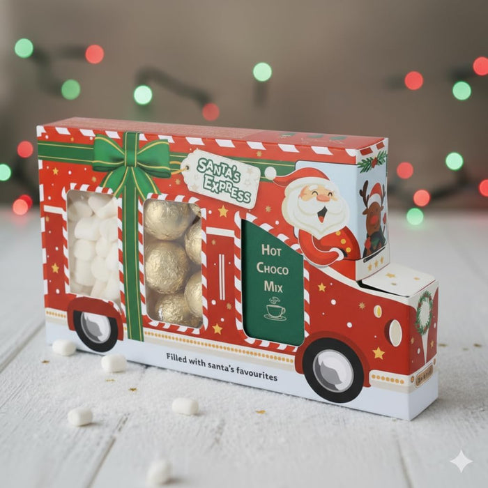 Santa’s Express Hot Chocolate Gift Set – Festive Cocoa, Marshmallows & Chocolate Treats