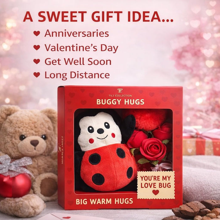 Buggy Hugs Love Bug Gift Set – Plush Ladybird with Roses Gift Box