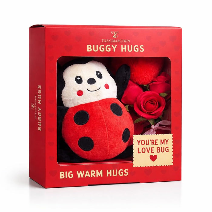 Buggy Hugs Love Bug Gift Set – Plush Ladybird with Roses Gift Box