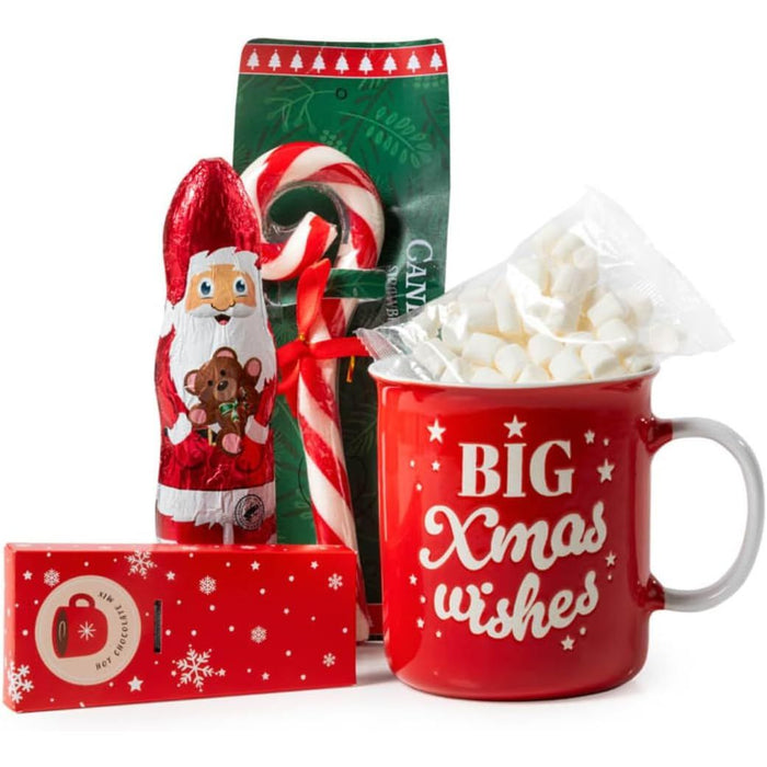 Festive Hot Chocolate Mug Gift Set – Christmas Mug with Marshmallows & Candy Cane