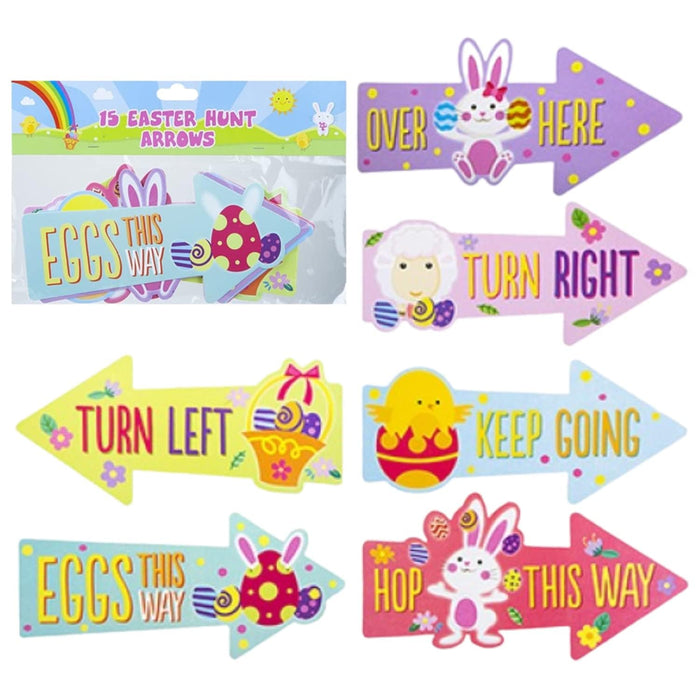Easter Egg Hunt Direction Signs – 15 Colourful Bunny Arrow Markers