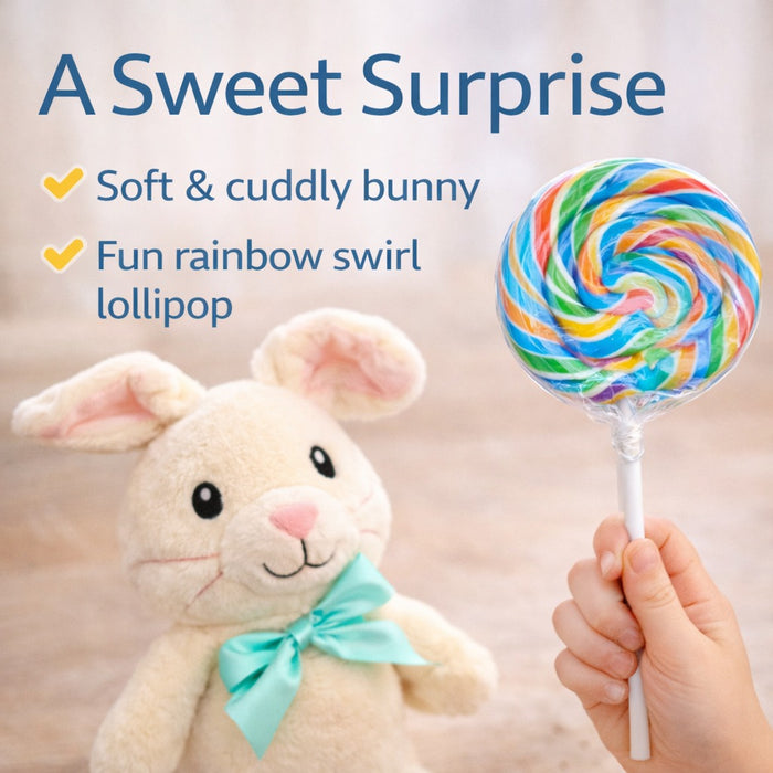 Somebunny Loves You Easter Bunny Gift Set – Plush Teddy, Swirl Lollipop & Hot Chocolate with Marshmallows