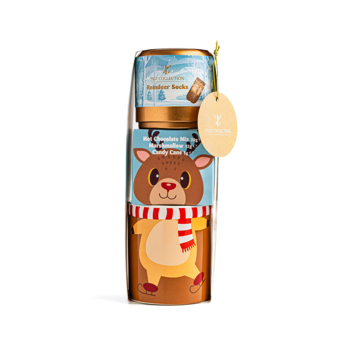 Reindeer Socks & Hot Chocolate Set – Christmas Cosy Gift